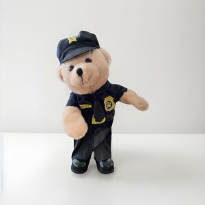 VTG 14" Chantilly Lane Police Officer Bear Dances To Song Bad Boys Works Great